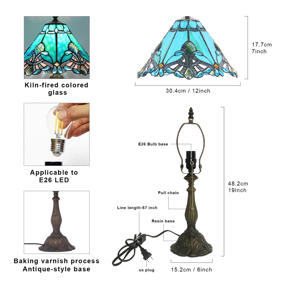 Sea Blue Stained Glass Table Lamp B552008