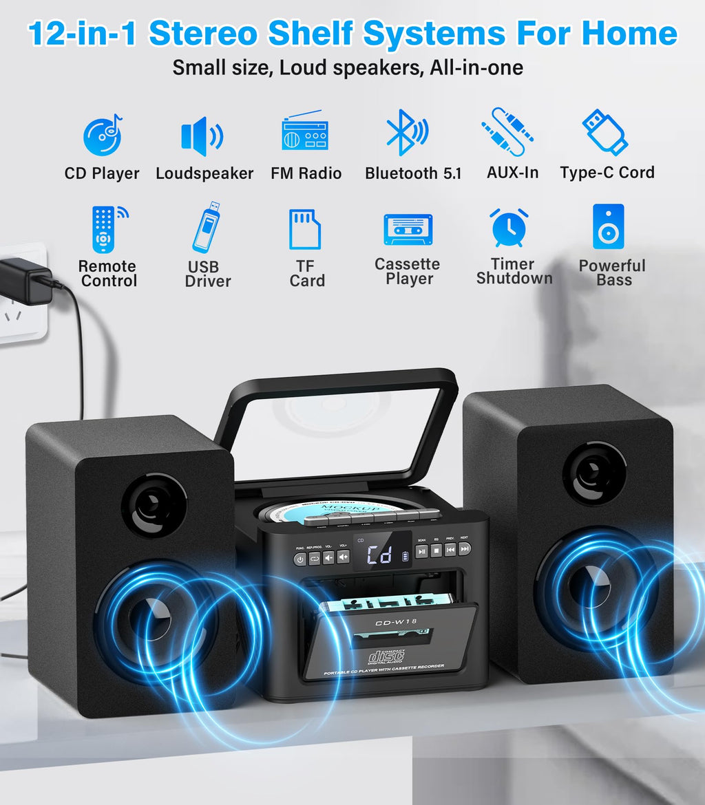 Home Stereo System with CD and Cassette Player F539