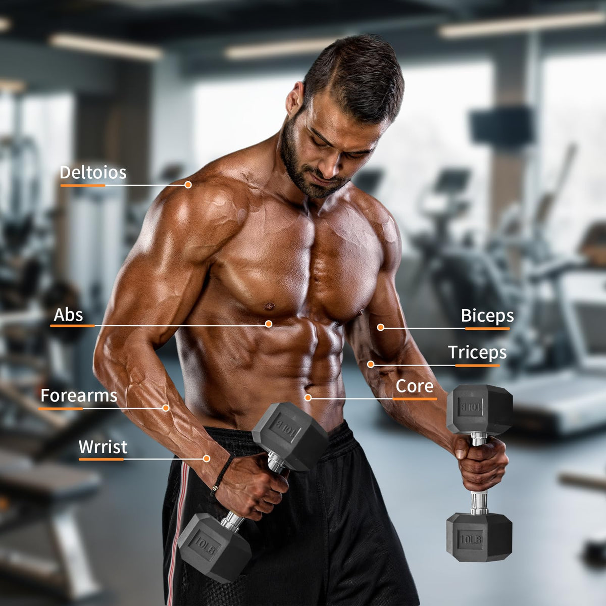 15 lb-550 lb Rubber Hex Dumbbell Set T692