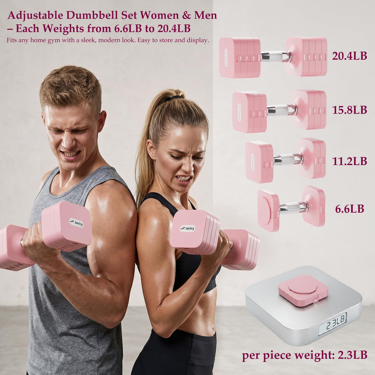 Adjustable Dumbbell Set 10LBS 20LBS 25LBS Set of 2 C244498
