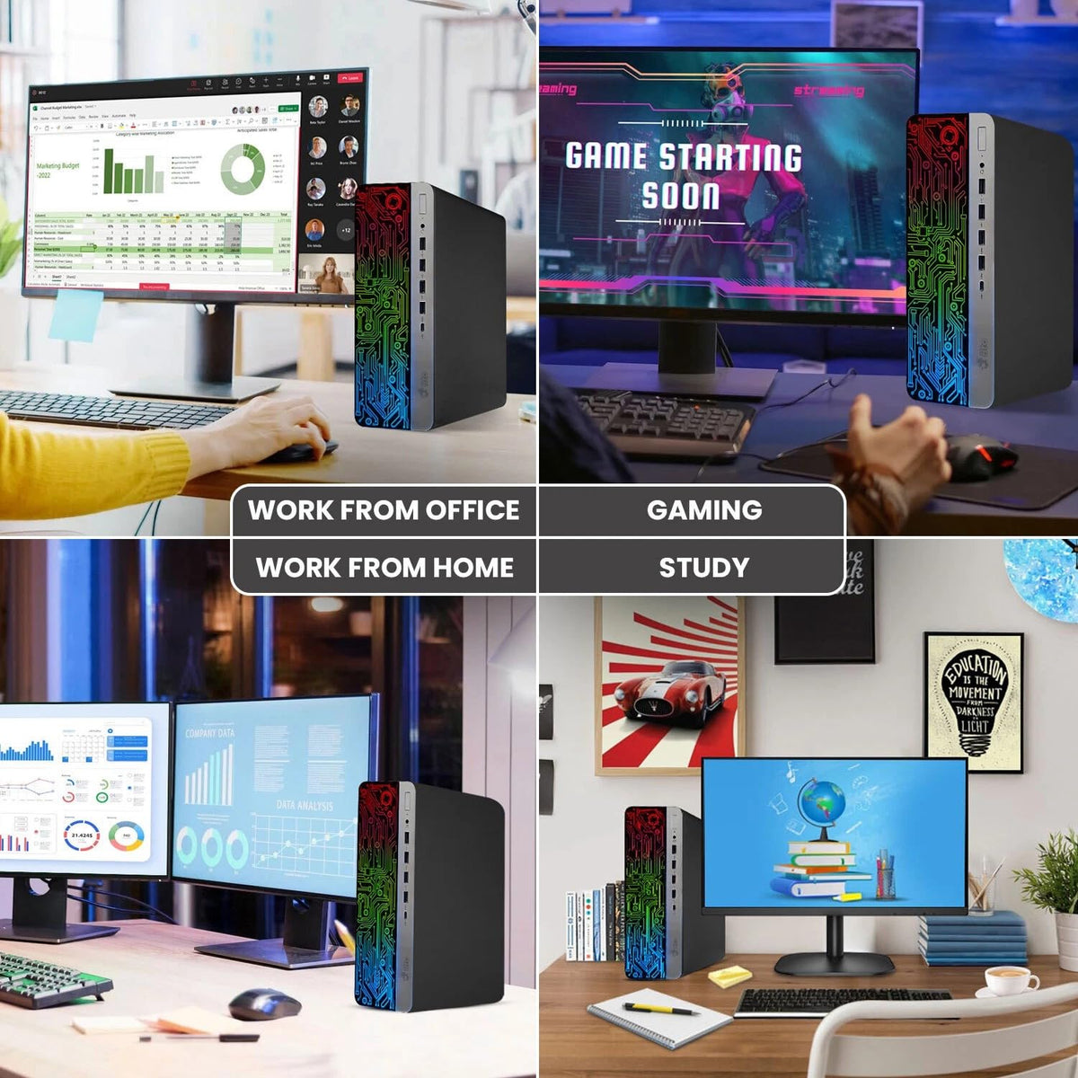 RGB Gaming Desktop PC Intel i5 16GB DDR4 512GB SSD GeForce GT 1030 T62451