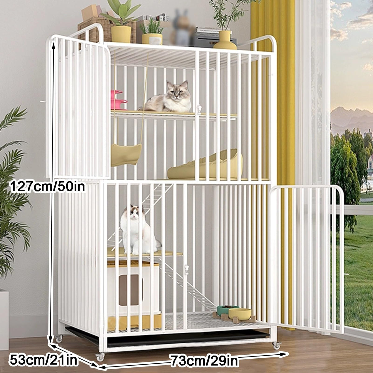 High Carbon Steel 4-Tier Cat Kennel P35613