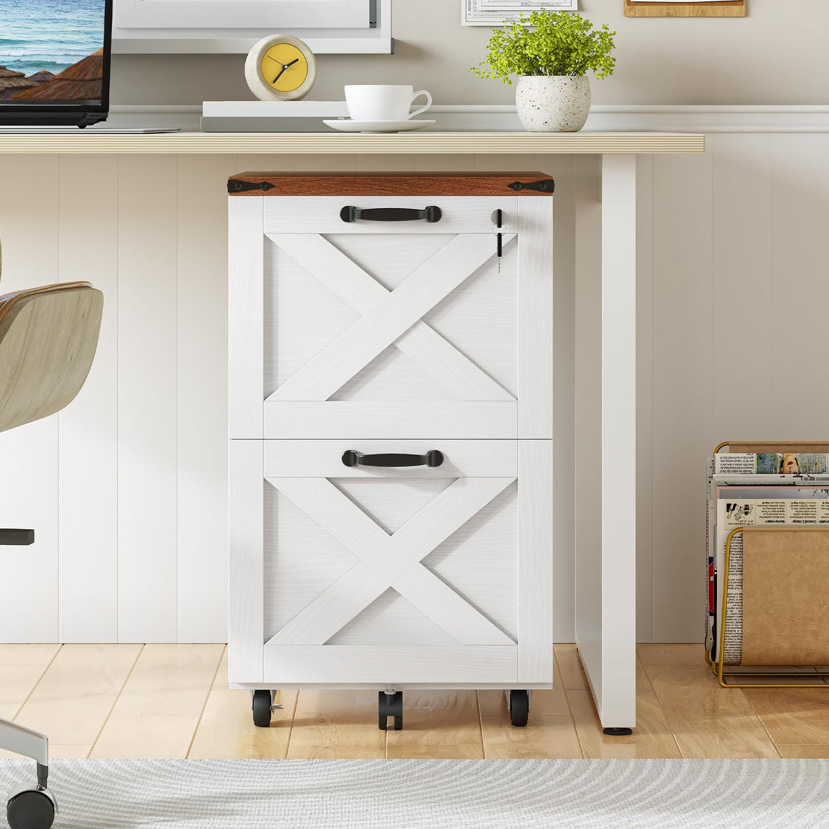 2 Drawer Locking Wood File Cabinet I6607