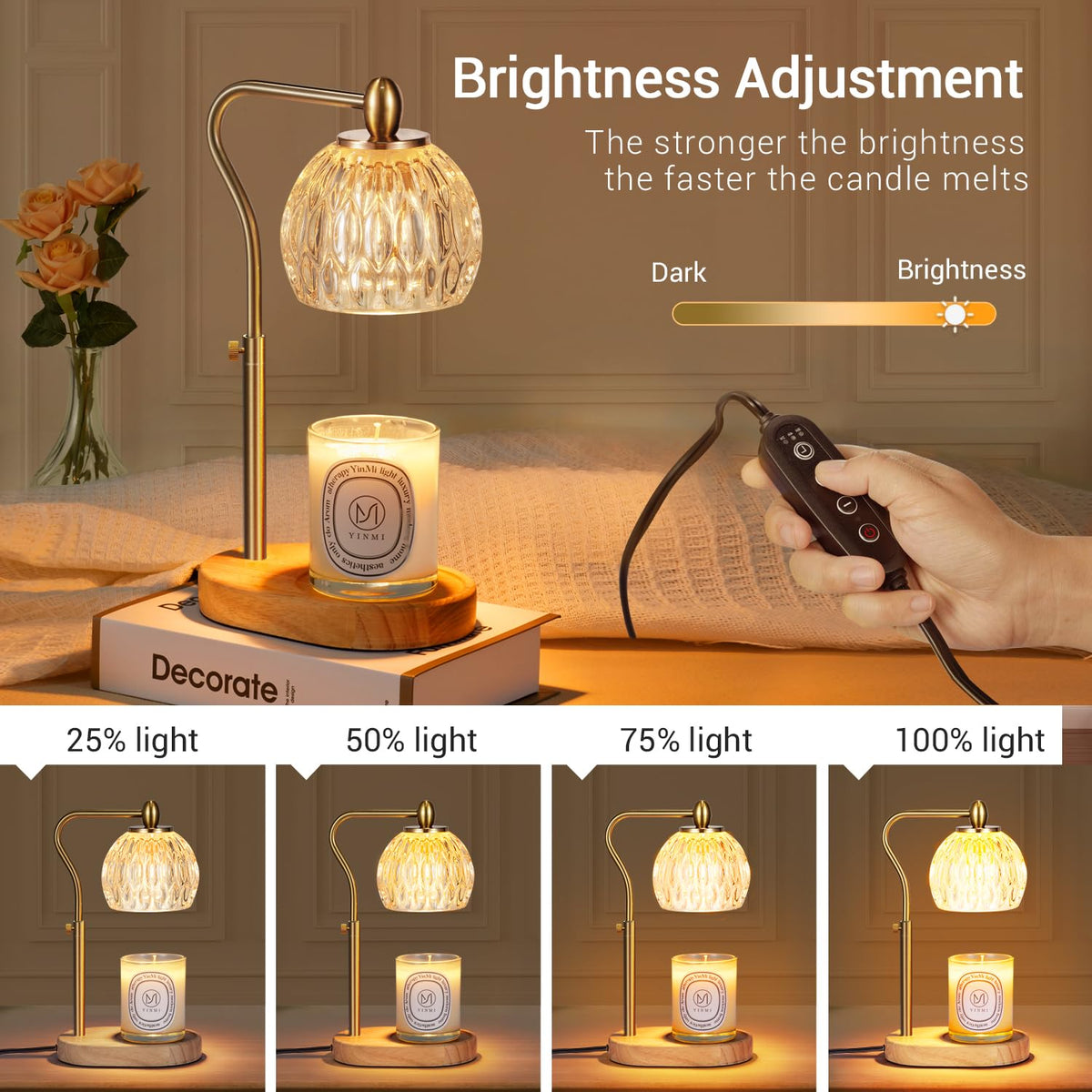 Candle Warmer Lamp with Timer & Dimmer Height Adjustable I203990
