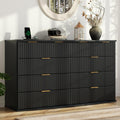 Black 8 Drawer Fluted Wood Dresser with Power Outlet P845801