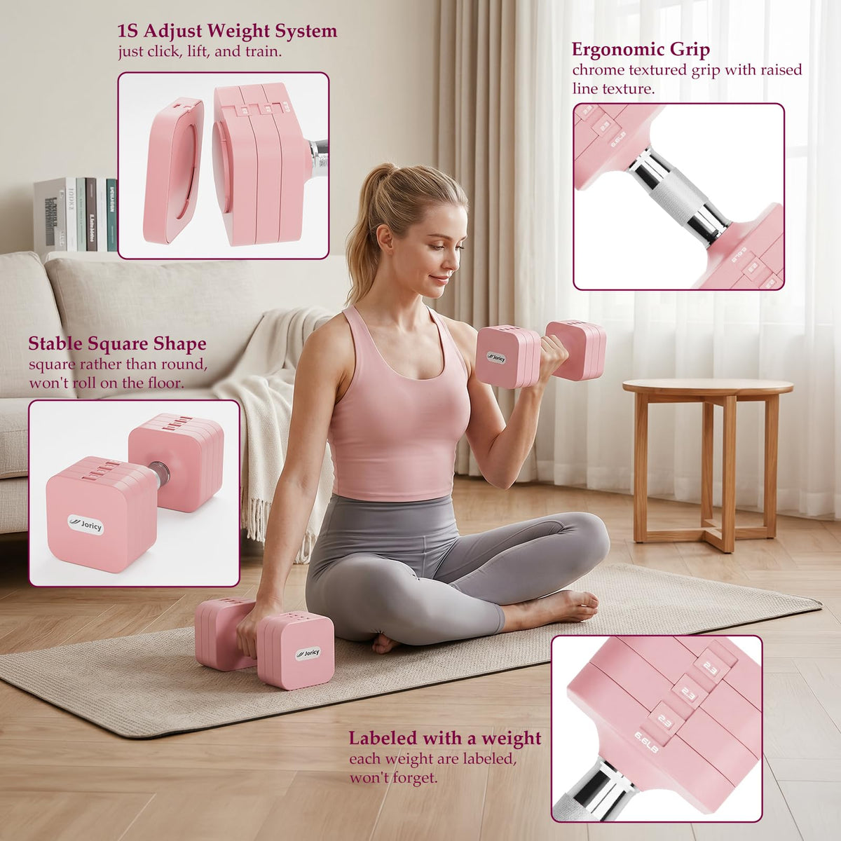 Adjustable Dumbbell Set 10LBS 20LBS 25LBS Set of 2 C244498