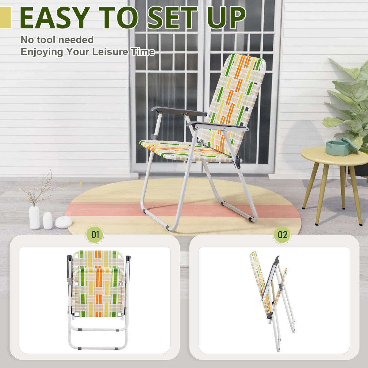 Set of 2 Webbed Folding Beach Chairs A596830