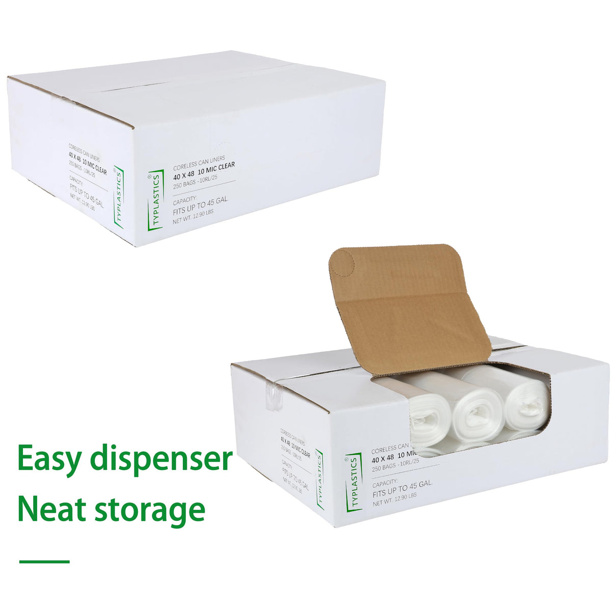 Clear 40-45 Gallon Trash Can Liners G90005