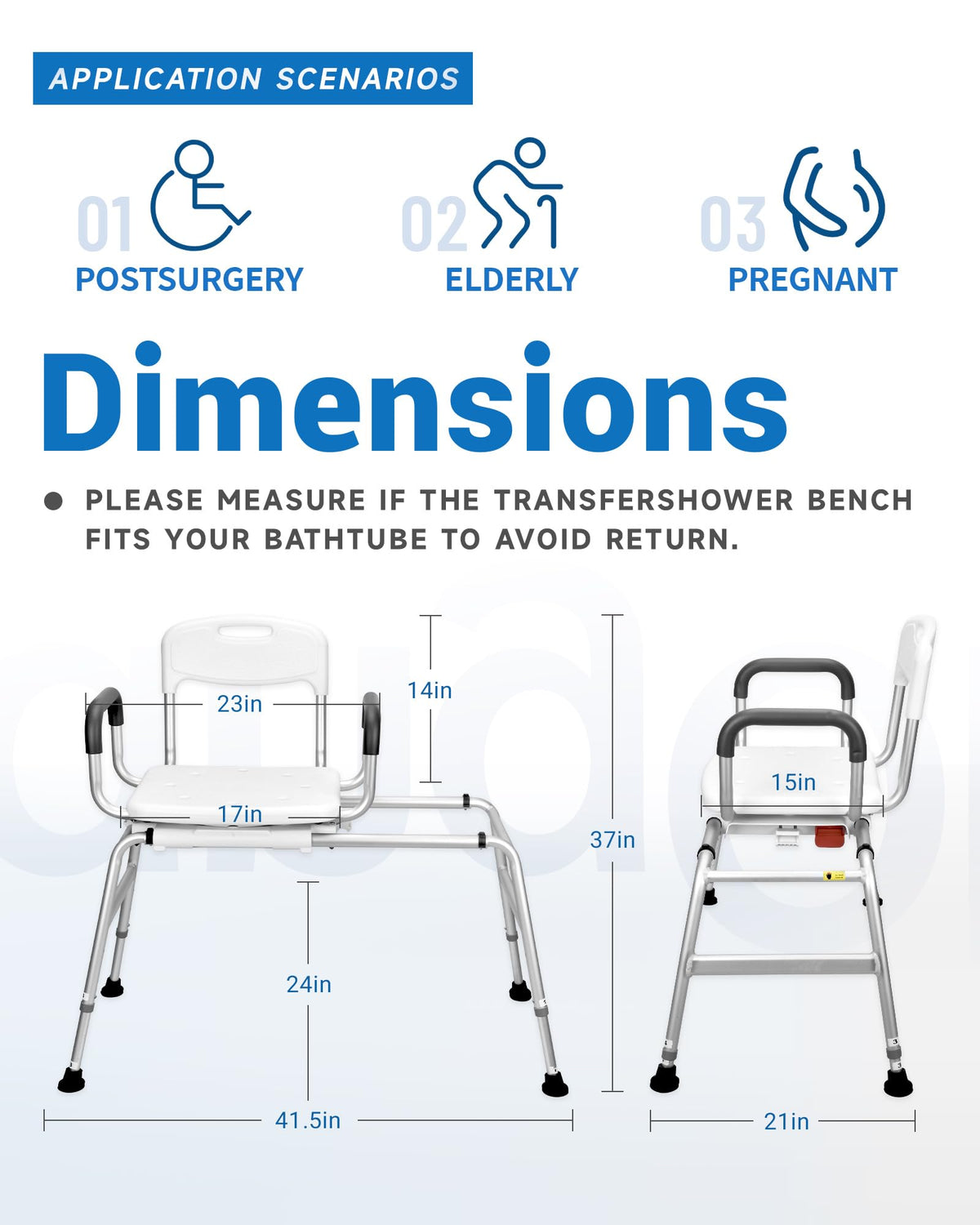 Sliding Shower Chair with 360⁰ Swivel Seat P298144