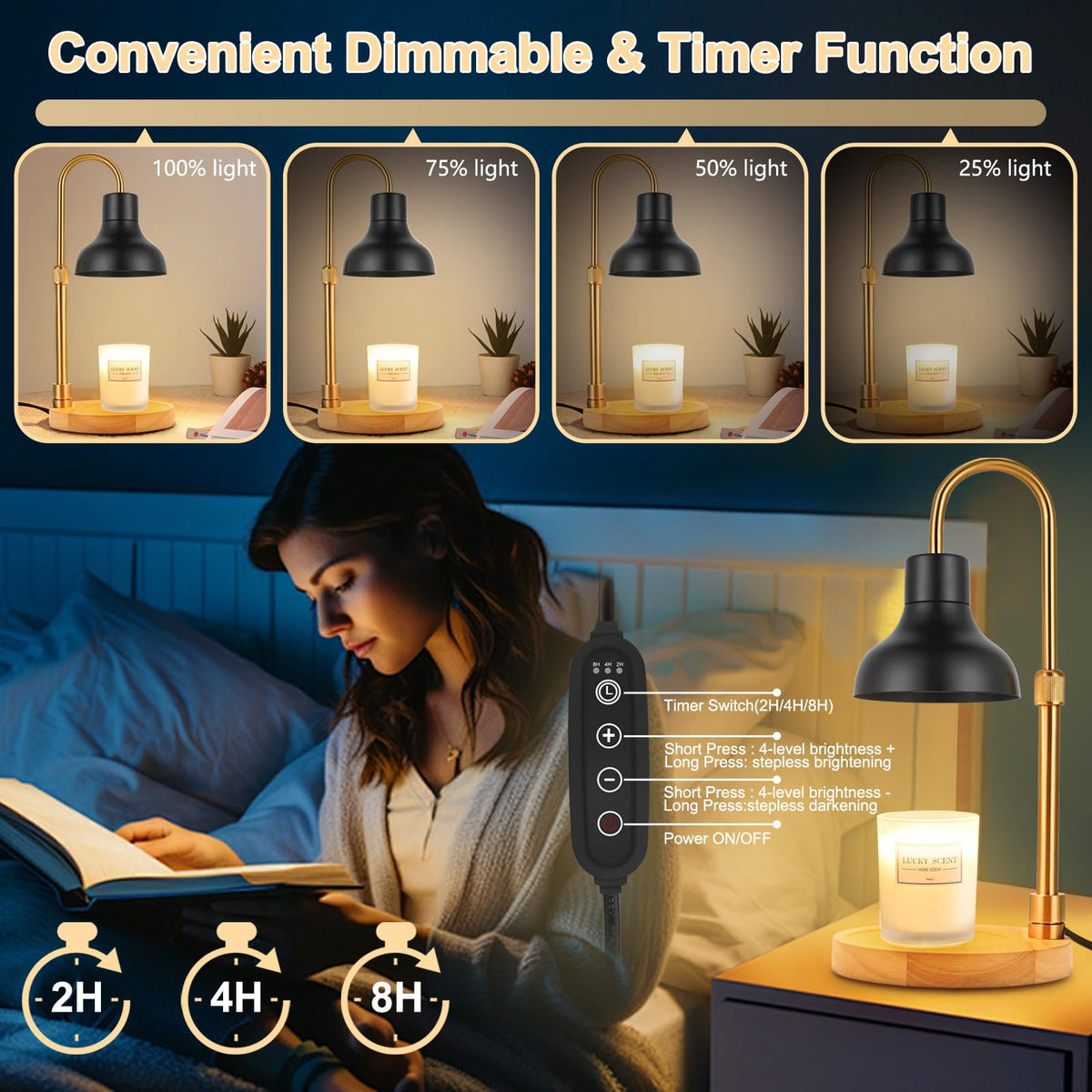 Candle Warmer Lamp with Timer & Dimmer H3045
