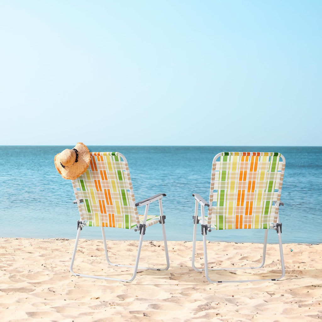 Set of 2 Webbed Folding Beach Chairs A596830