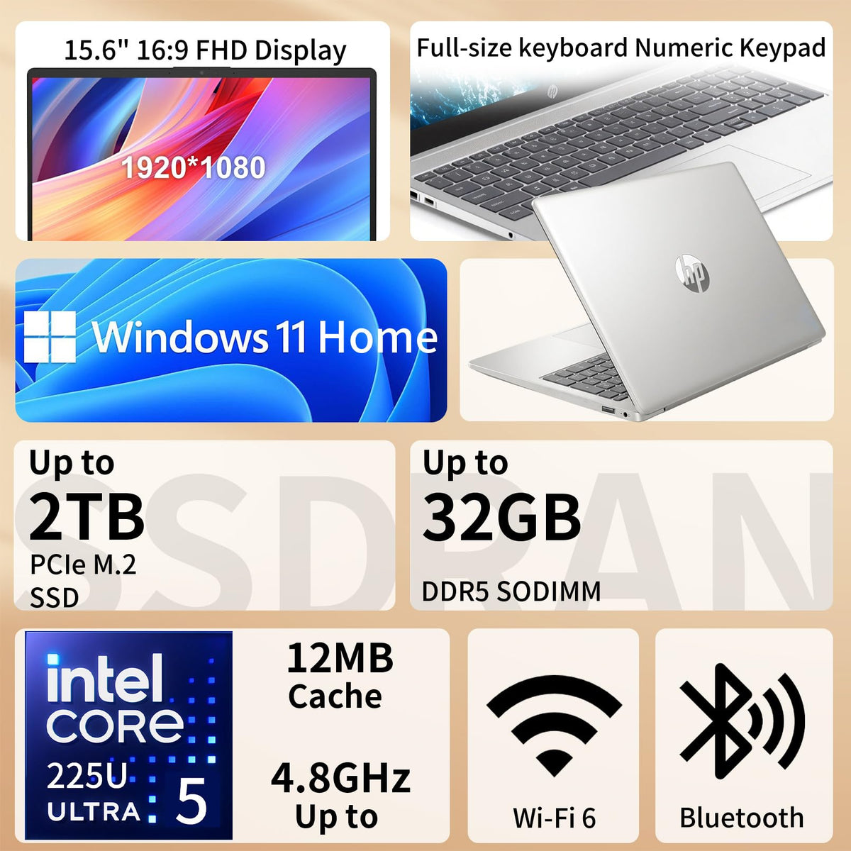 15.6" FHD Touchscreen Intel Core Ultra 5 Laptop A1615