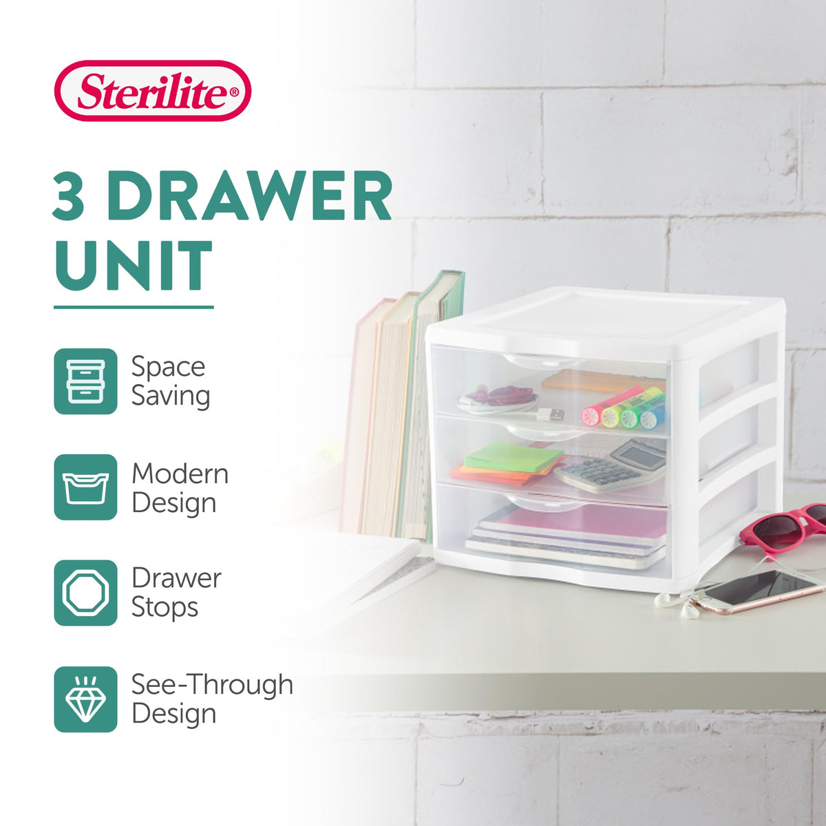 Wide 3-Drawer Storage Unit 4-Pack R186634