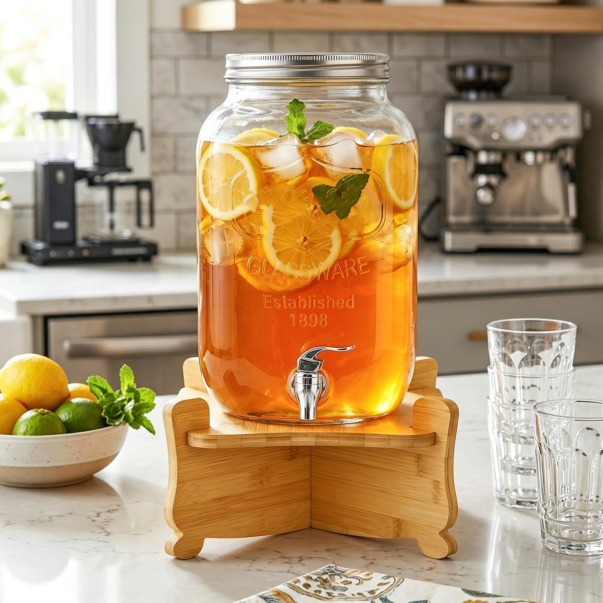 Bamboo Drink Dispenser Stand I772