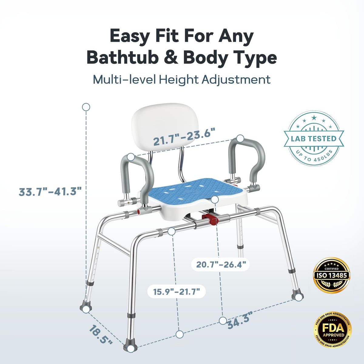 Sliding Shower Chair with Swivel Seat D734