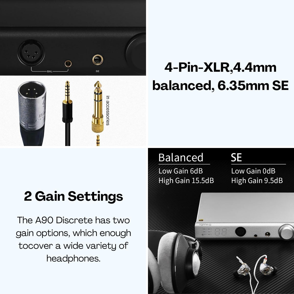 Balanced Headphone Amplifier Desktop Headphone Amp Preamp with Remote Control Black I850619
