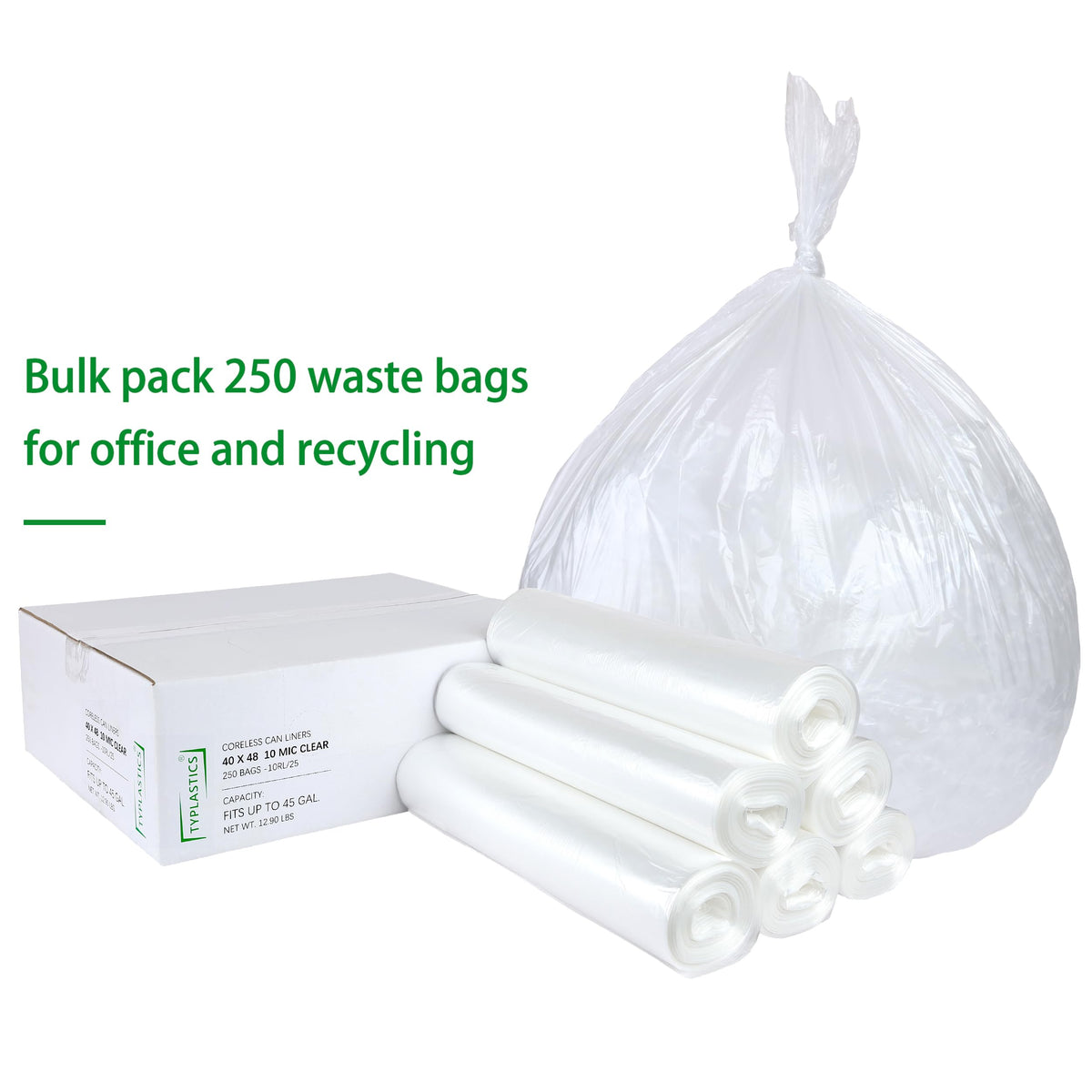 Clear 40-45 Gallon Trash Can Liners G90005