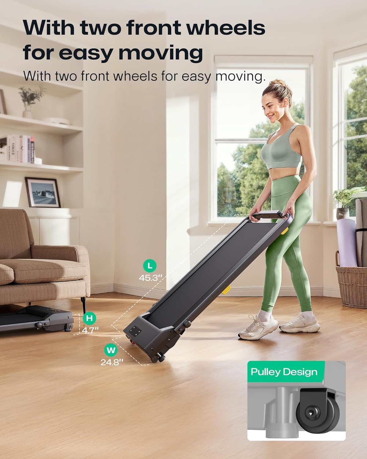 Manual Incline 2.5HP Portable Walking Treadmill Y656