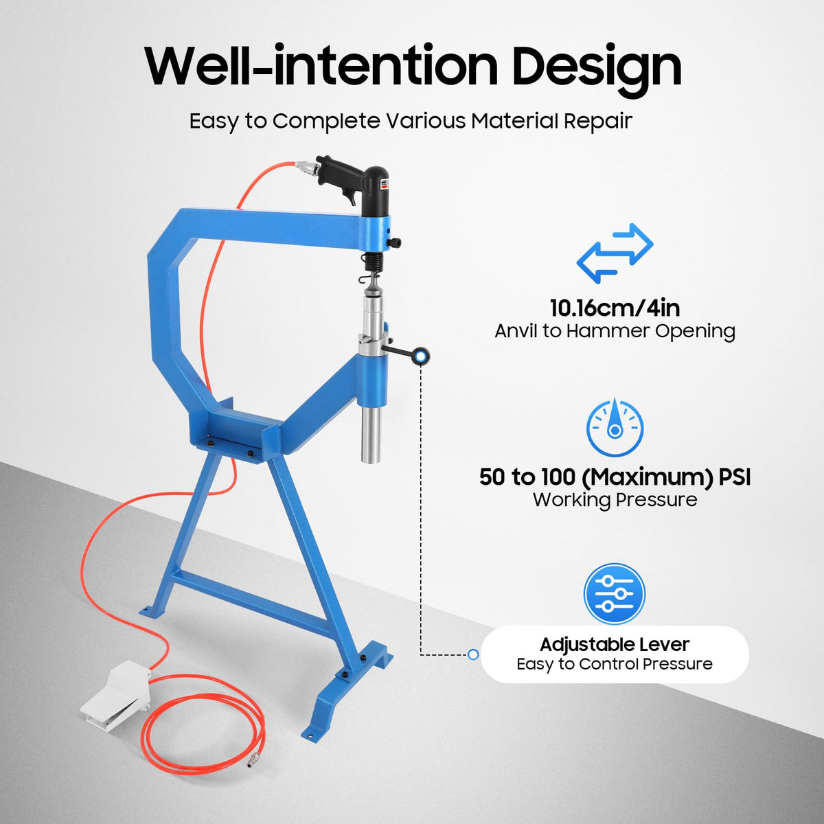 Pneumatic Planishing Hammer with 1in 2in 3in Anvils P596