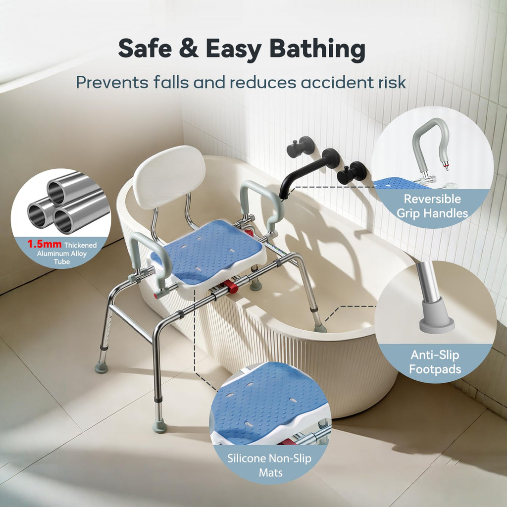 Sliding Shower Chair with Swivel Seat D734