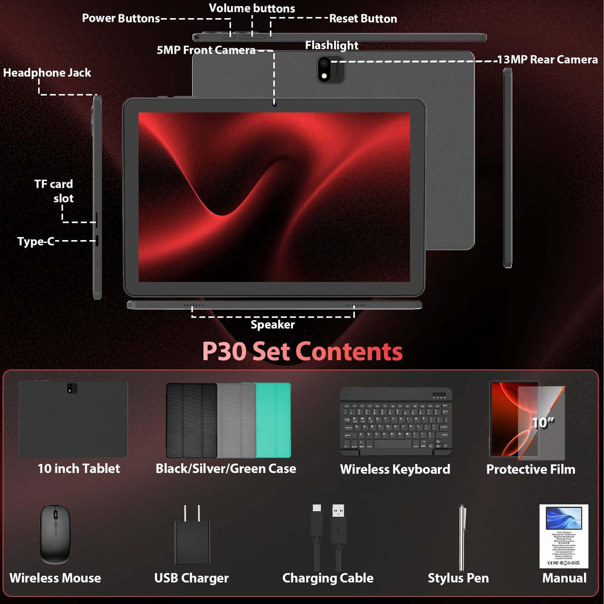 10 Inch Android Tablet with Keyboard K667