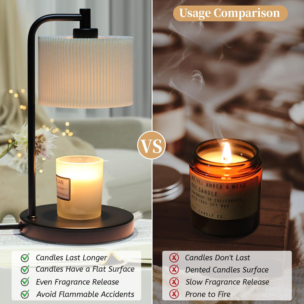 Dimmable Candle Warmer Lamp with Timer and Bulbs Black T3299