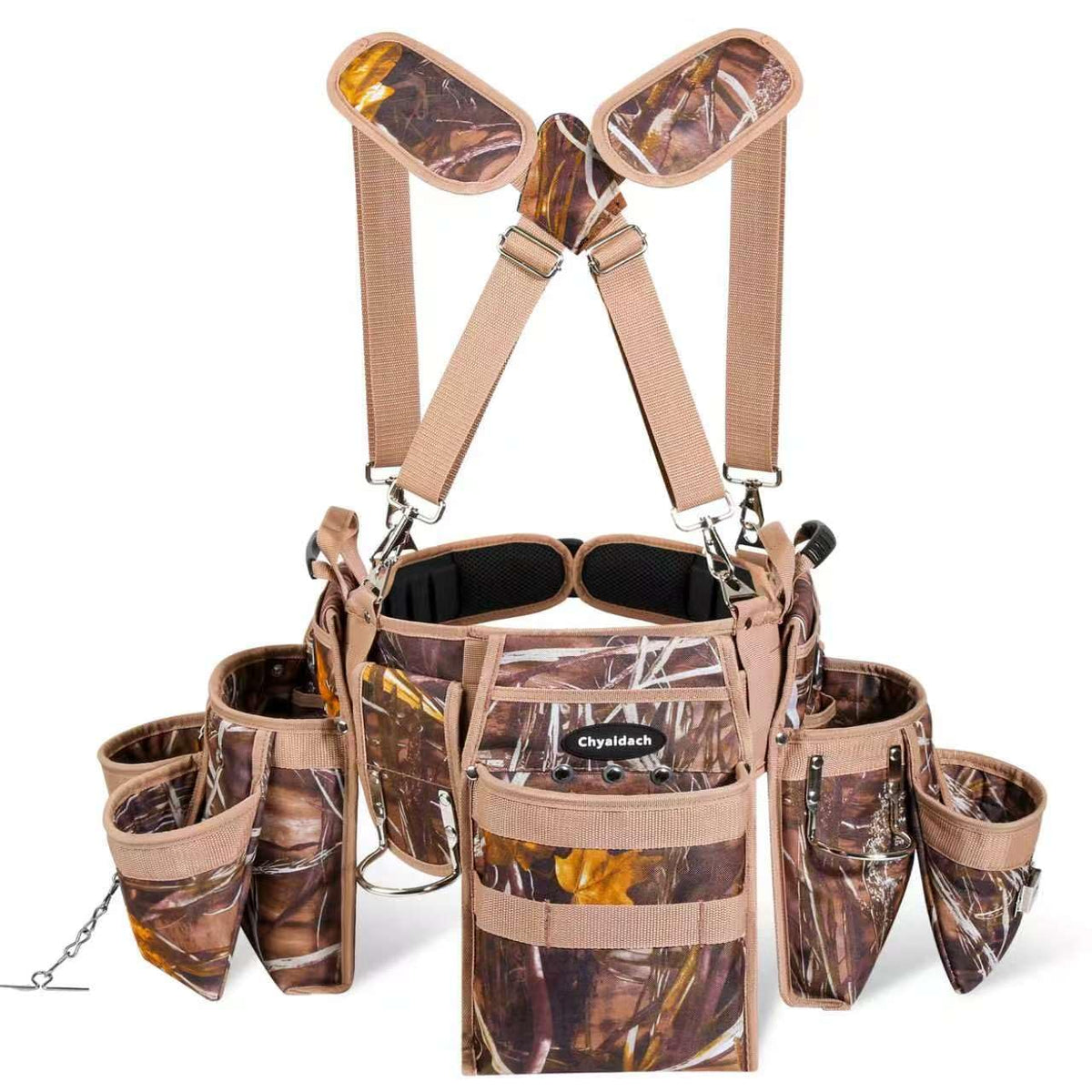 7-Piece Tool Belt Rig with 16 Pockets and Dual Hammer Loops J8219