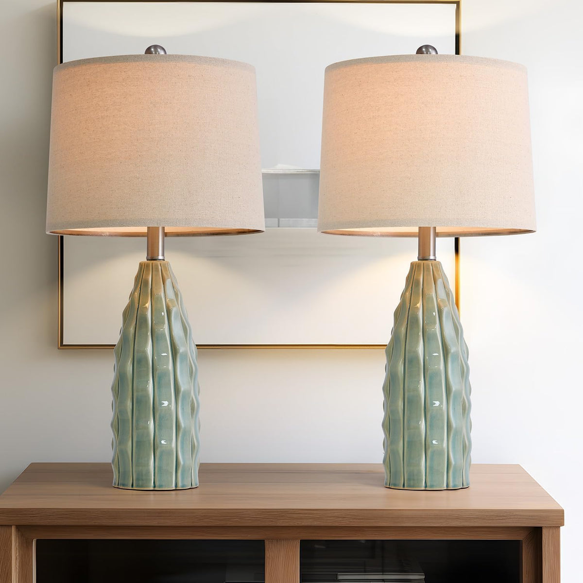 Ceramic Table Lamps Set of 2 Green F9689