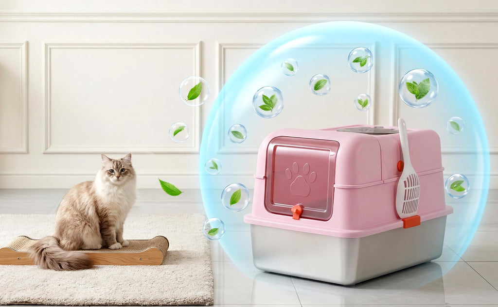 Fully Enclosed Stainless Steel Cat Litter Box with Lid X9318