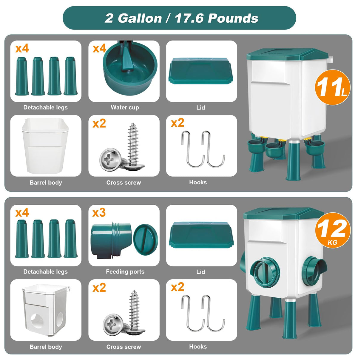 Chicken Feeder and Waterer Set 3 Gallon C605