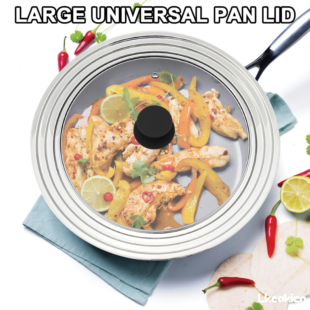 13 Inch Stainless Steel and Tempered Glass Pan Lid Q207