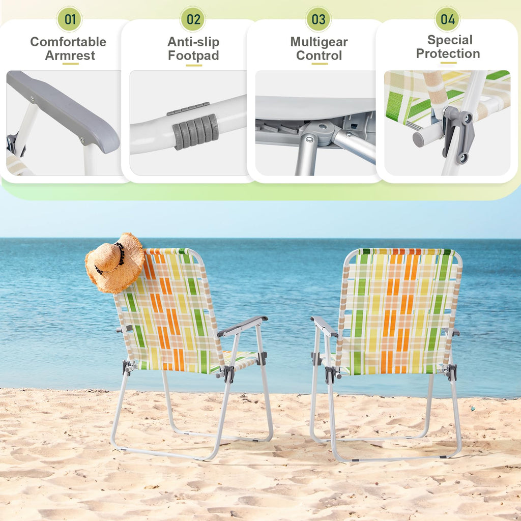 Set of 2 Webbed Folding Beach Chairs A596830