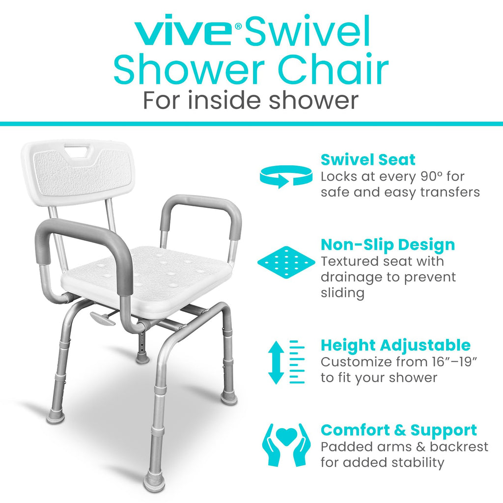 Swivel Shower Chair with Removable Back & Arms Q31537