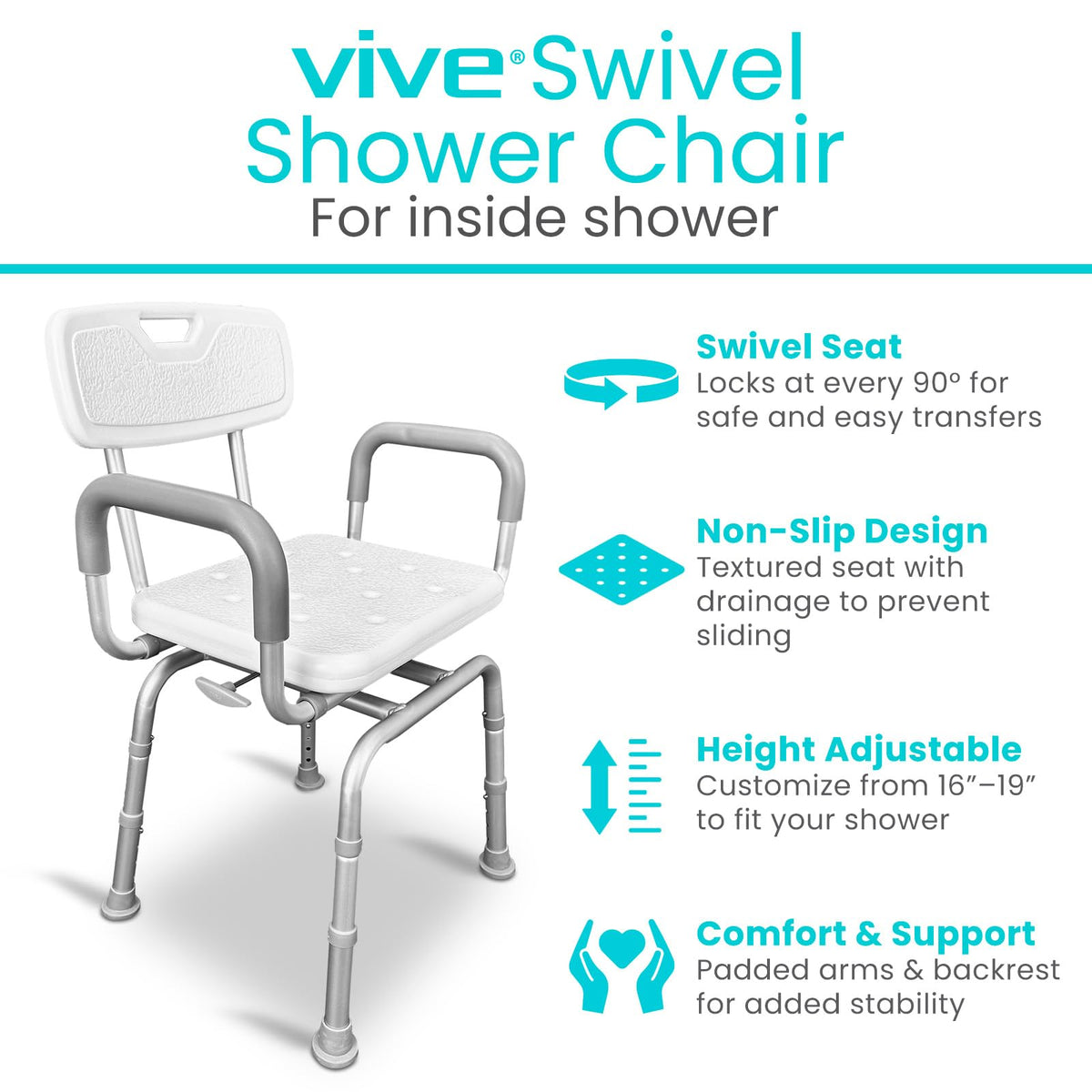 Swivel Shower Chair with Removable Back & Arms Q31537