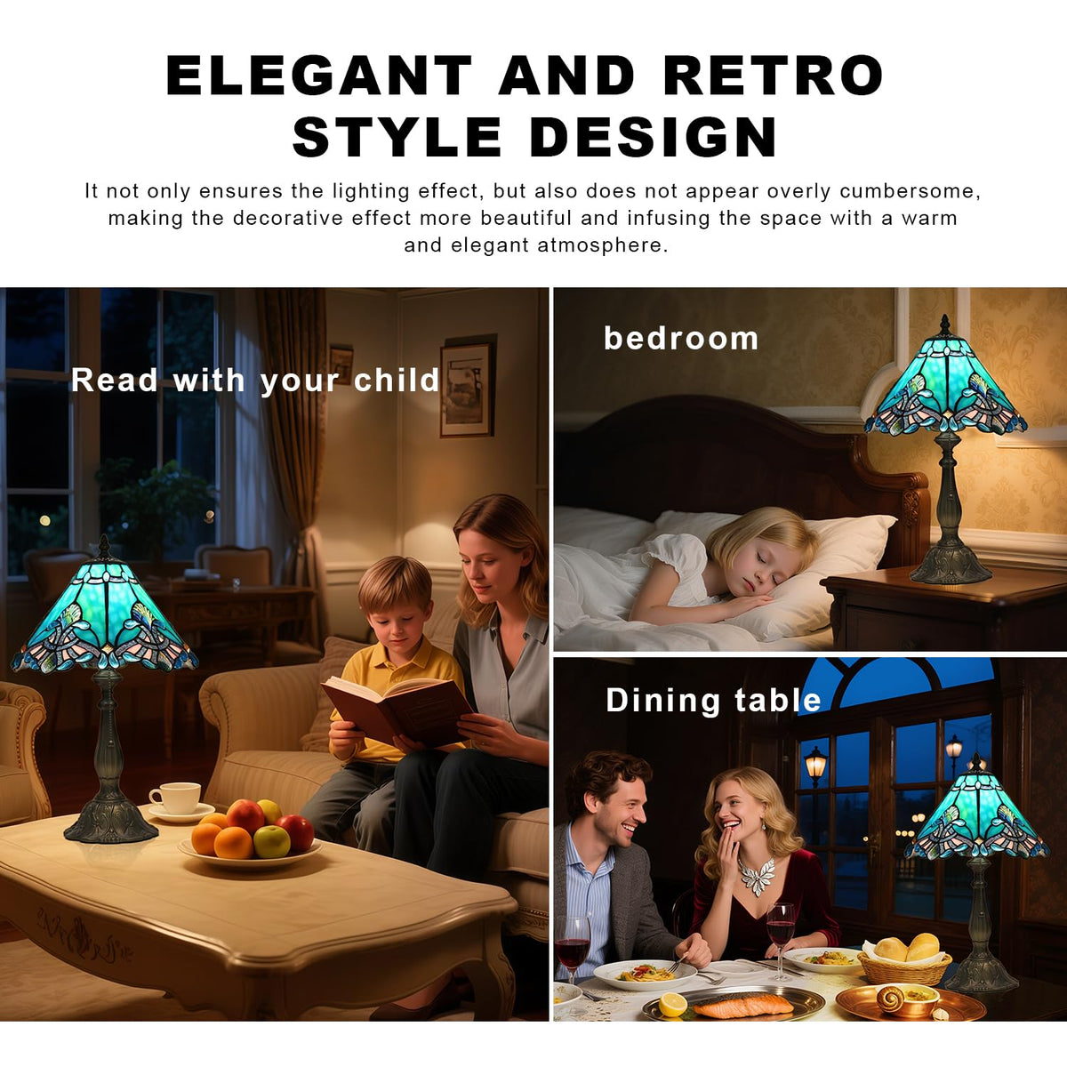 Sea Blue Stained Glass Table Lamp B552008