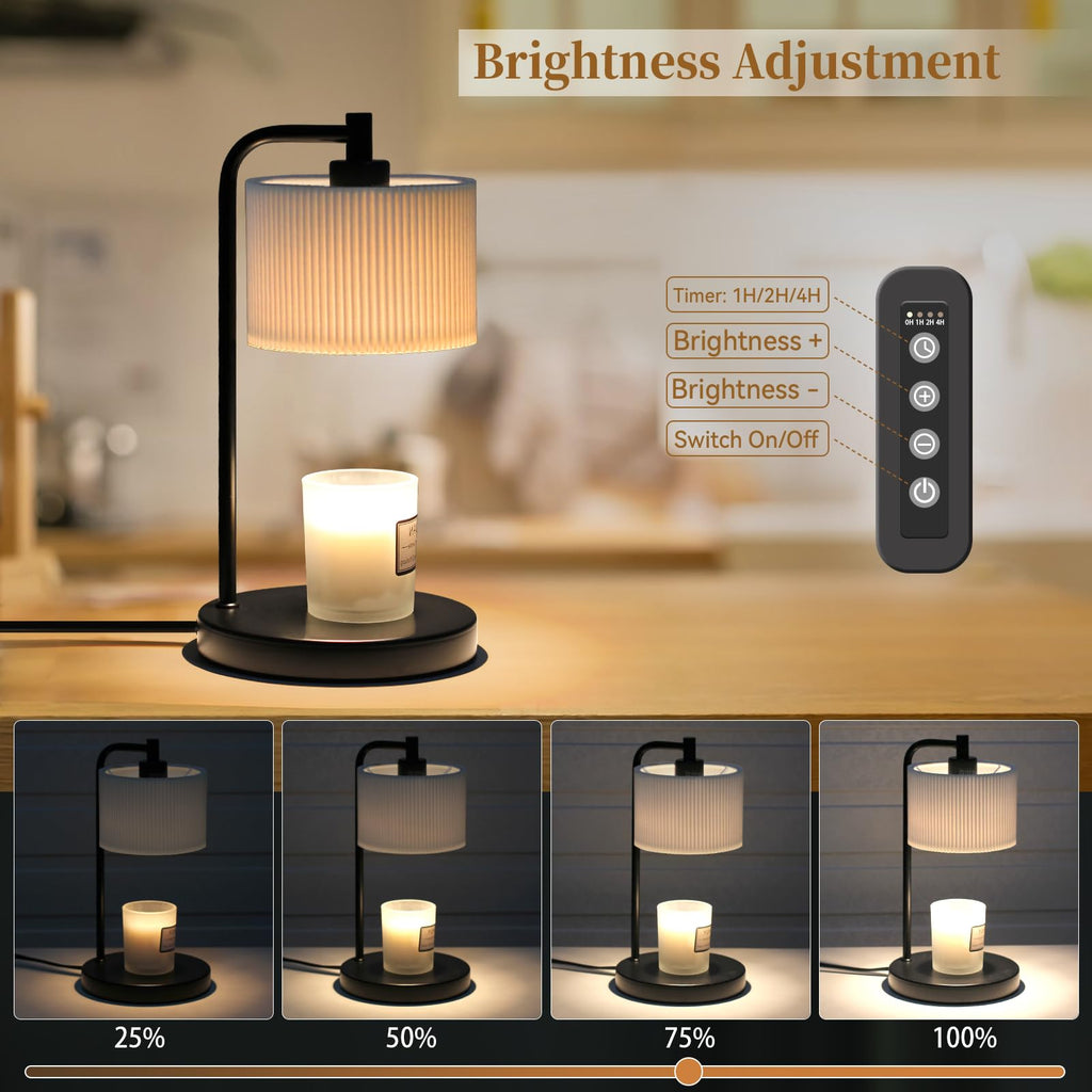 Dimmable Candle Warmer Lamp with Timer and Bulbs Black T3299