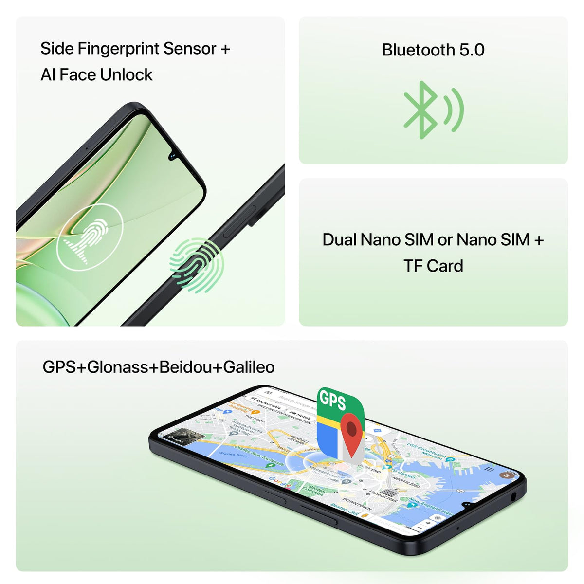 Unlocked Android 14 Smartphone 256GB Octa-Core 6.75" HD+ 5000mAh 4G Dual SIM W67157