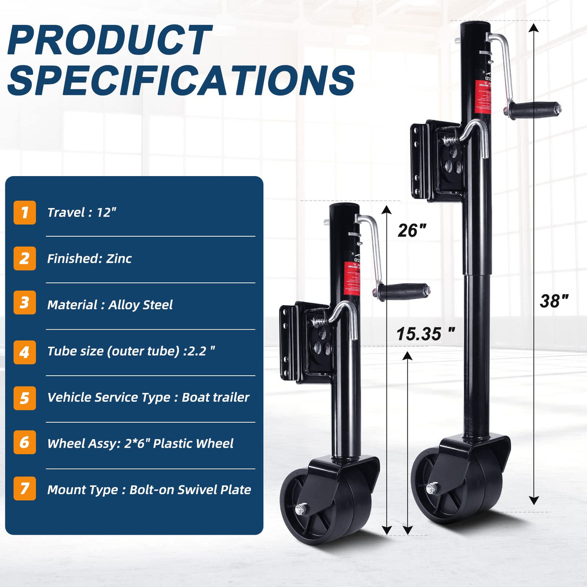 2000lbs Heavy Duty Swivel Trailer Jack with Wheel Z8178