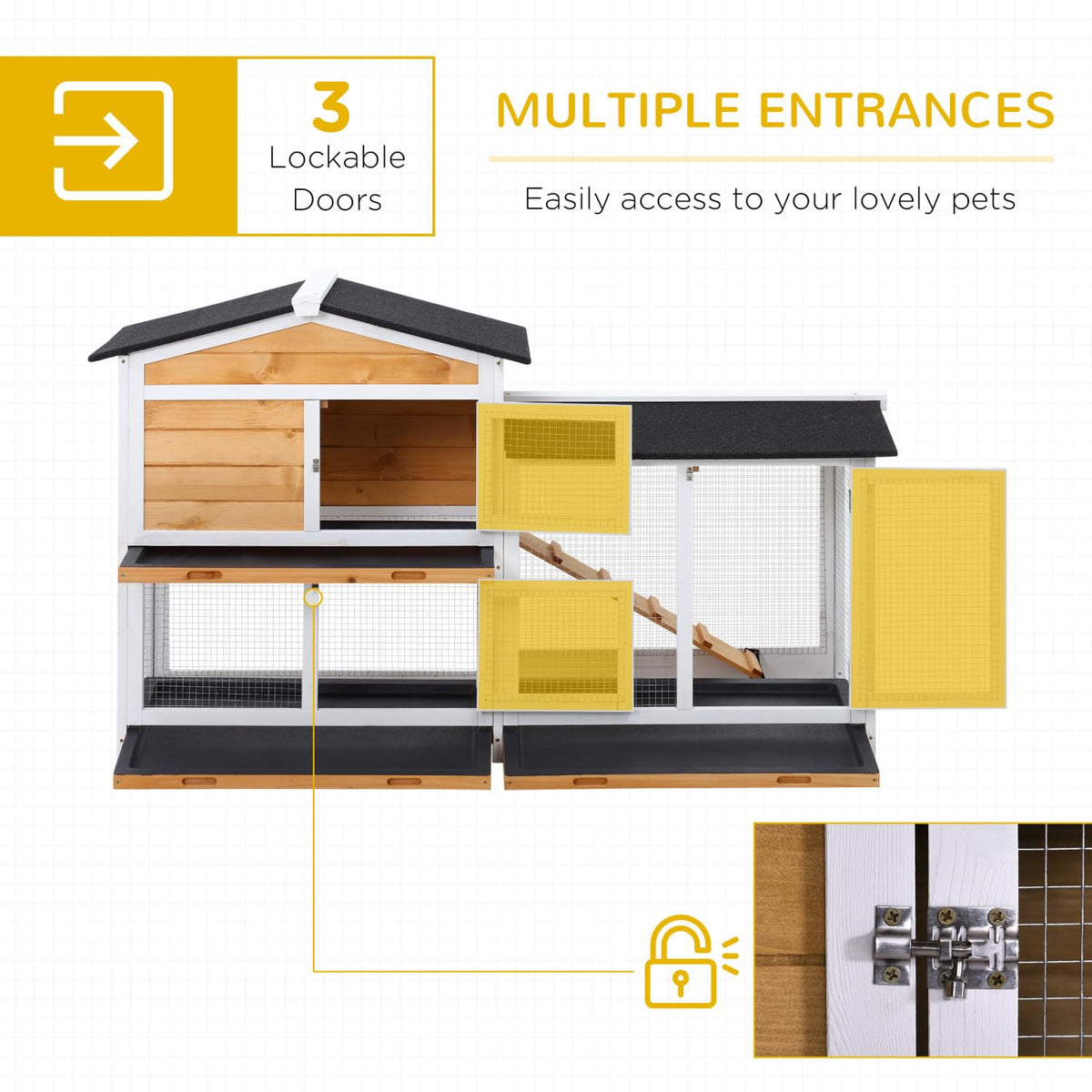 2-Story Wooden Rabbit Hutch with Ramp N860437