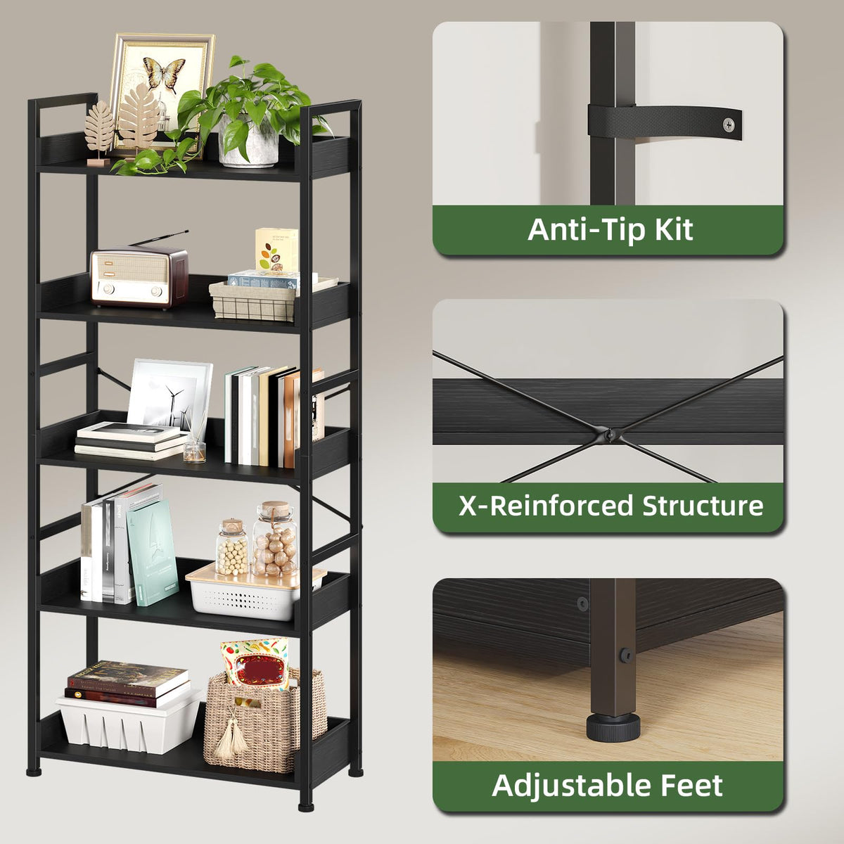 5 Tier Bookshelf Y646