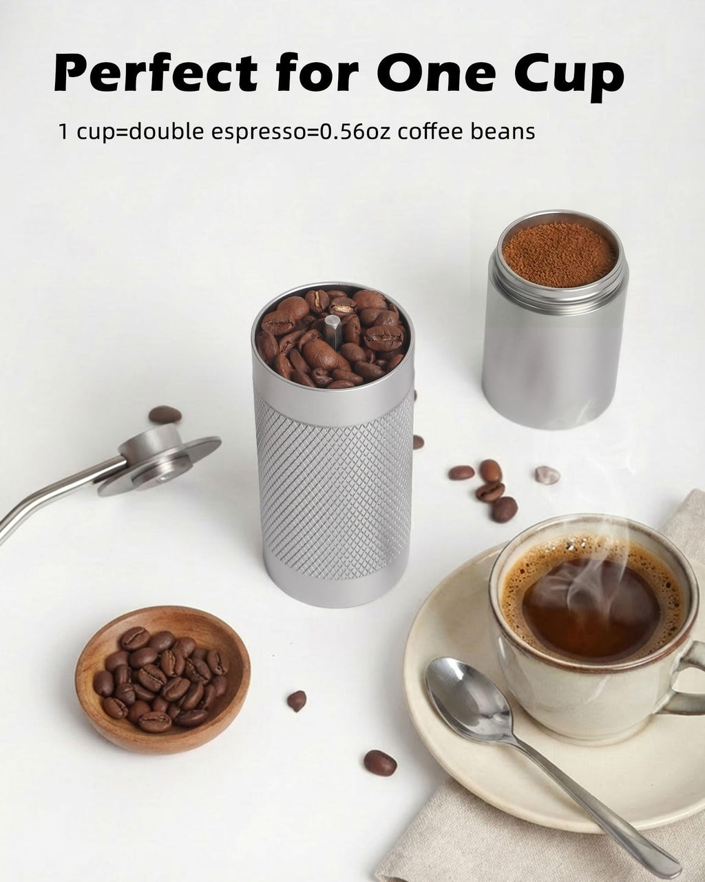 Manual Stainless Steel Conical Burr Coffee Grinder with Adjustable Settings E341342