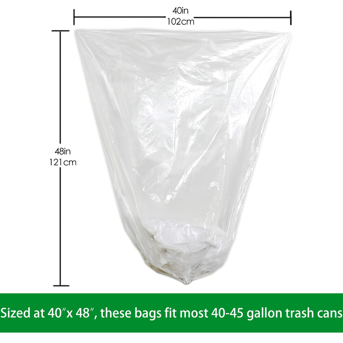 Clear 40-45 Gallon Trash Can Liners G90005