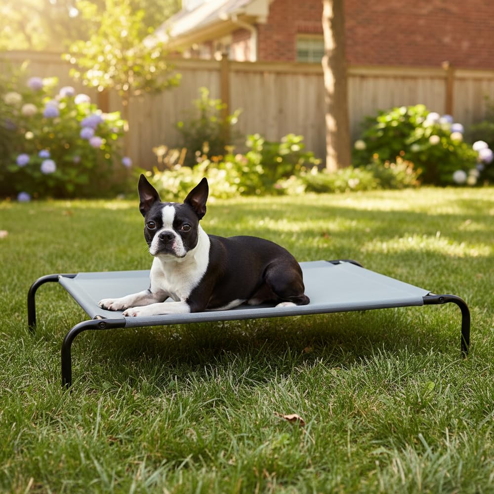 Elevated Dog Bed with Metal Frame, Grey F708