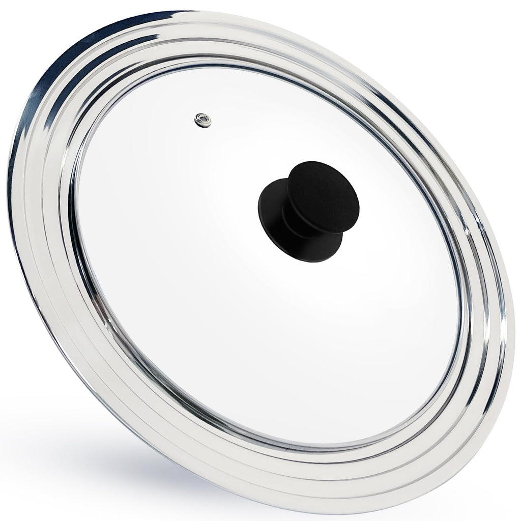 13 Inch Stainless Steel and Tempered Glass Pan Lid Q207