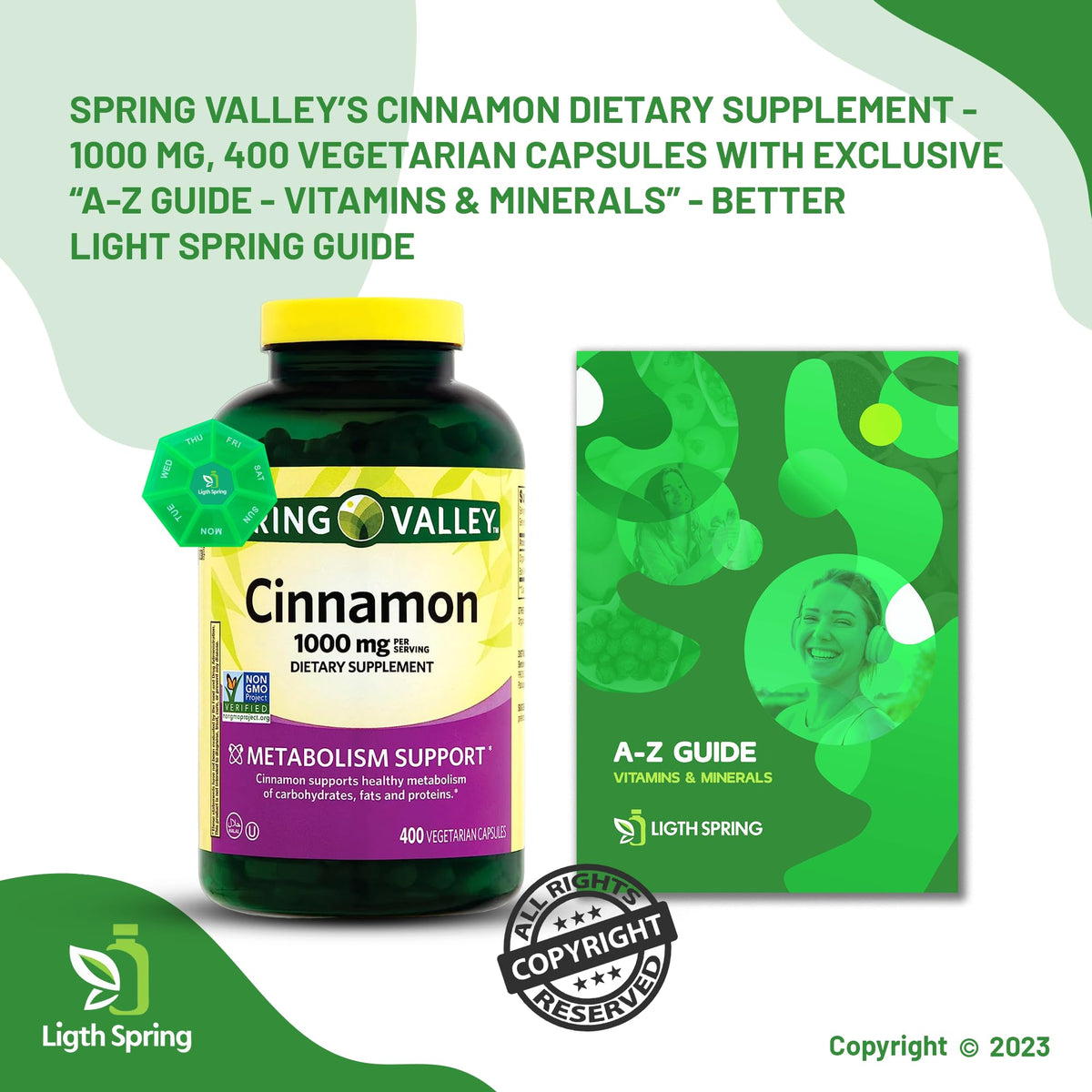 Cinnamon 1000mg Dietary Supplement Capsules, 400 Count L4183