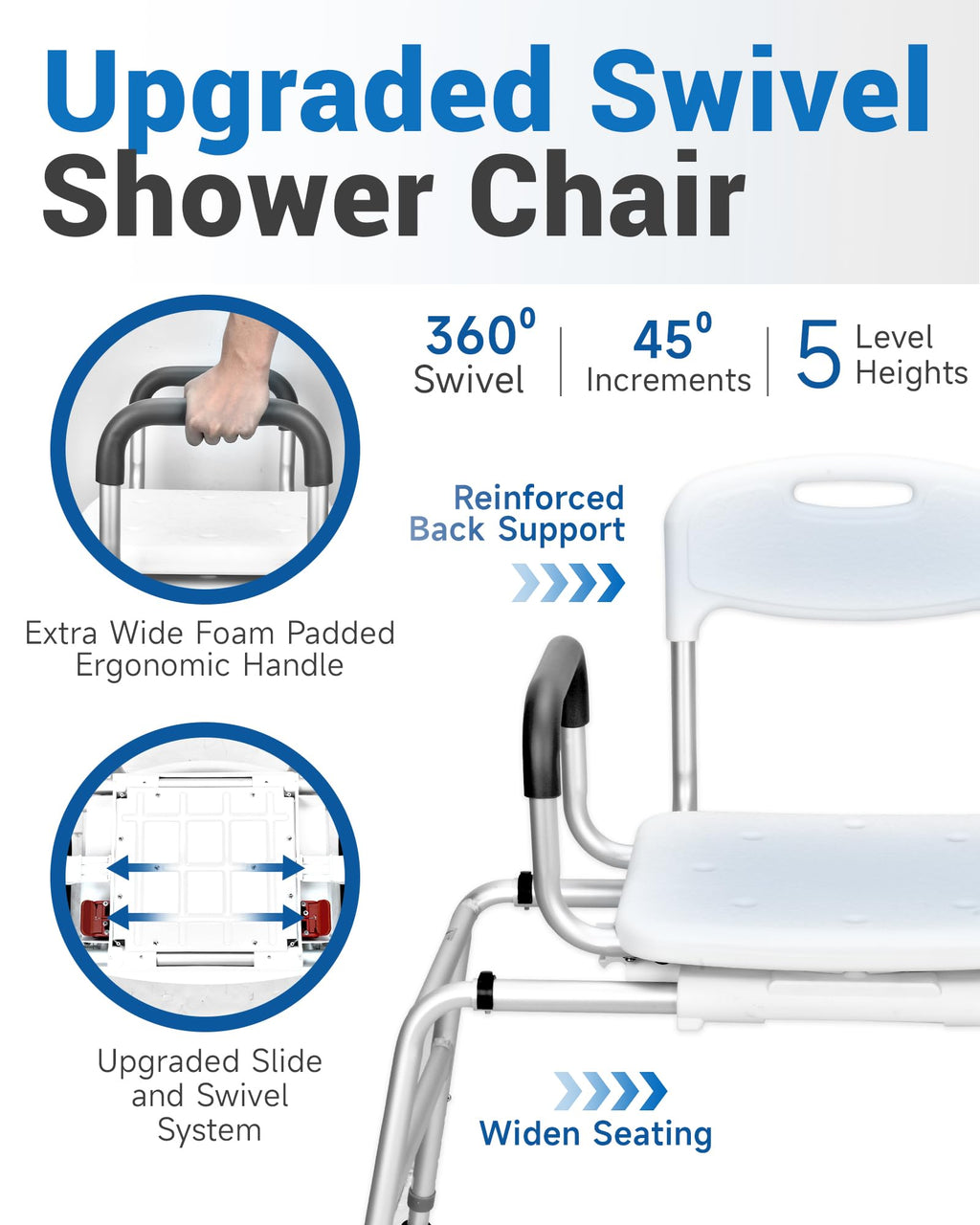 Sliding Shower Chair with 360⁰ Swivel Seat P298144