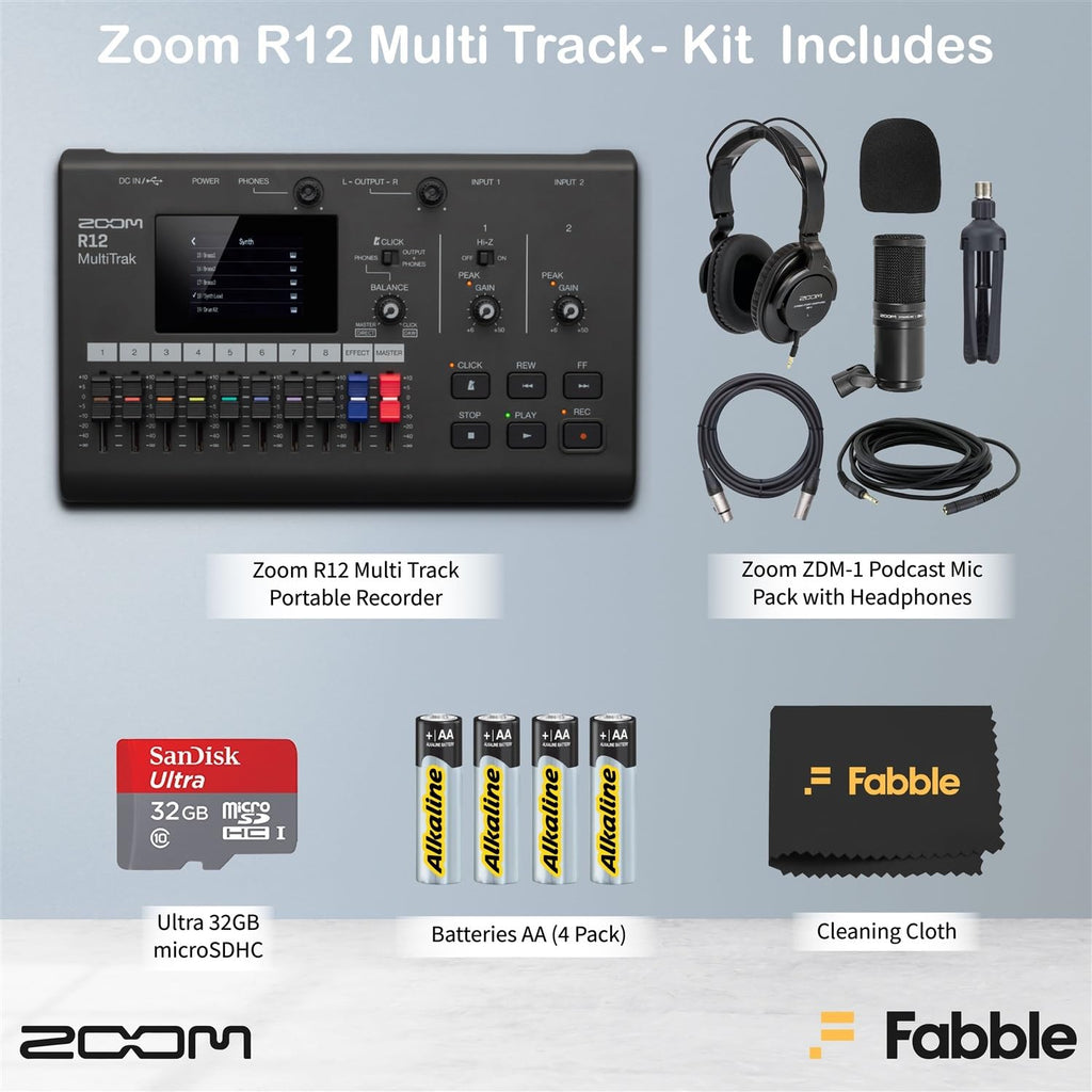 Portable Recorder Bundle with Podcast Mic Pack, Headphones, Mic Stand, XLR Cable, Foam Windscreen, Batteries and 32GB microSD Card L67338