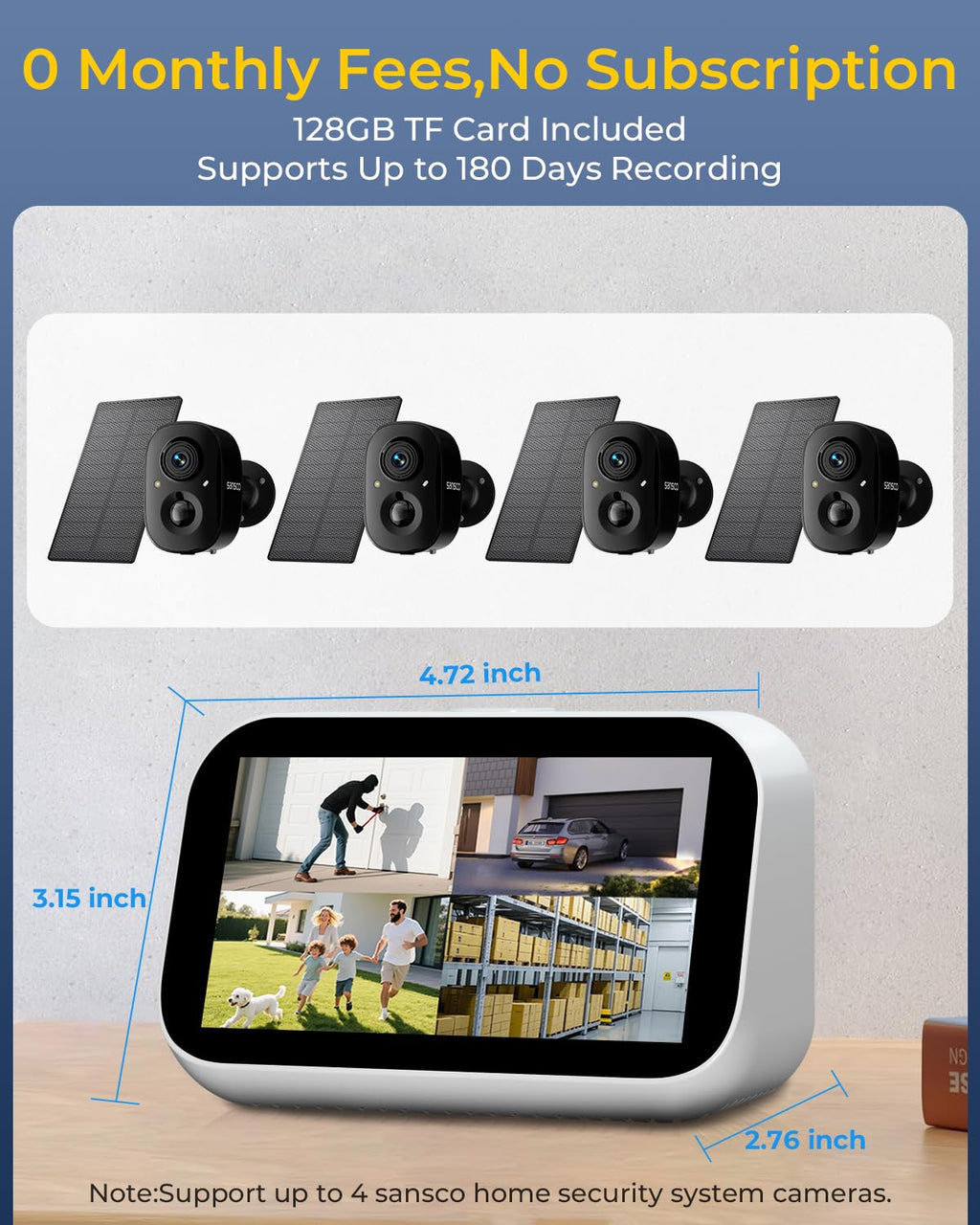 4 Cam Wireless Solar Security Camera System H111255