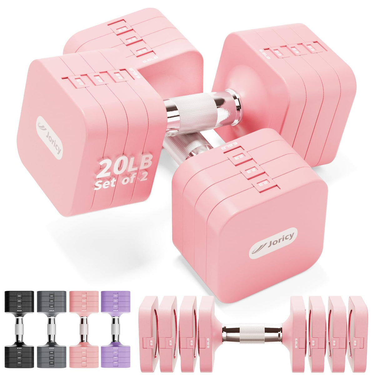 Adjustable Dumbbell Set 10LBS 20LBS 25LBS Set of 2 C244498
