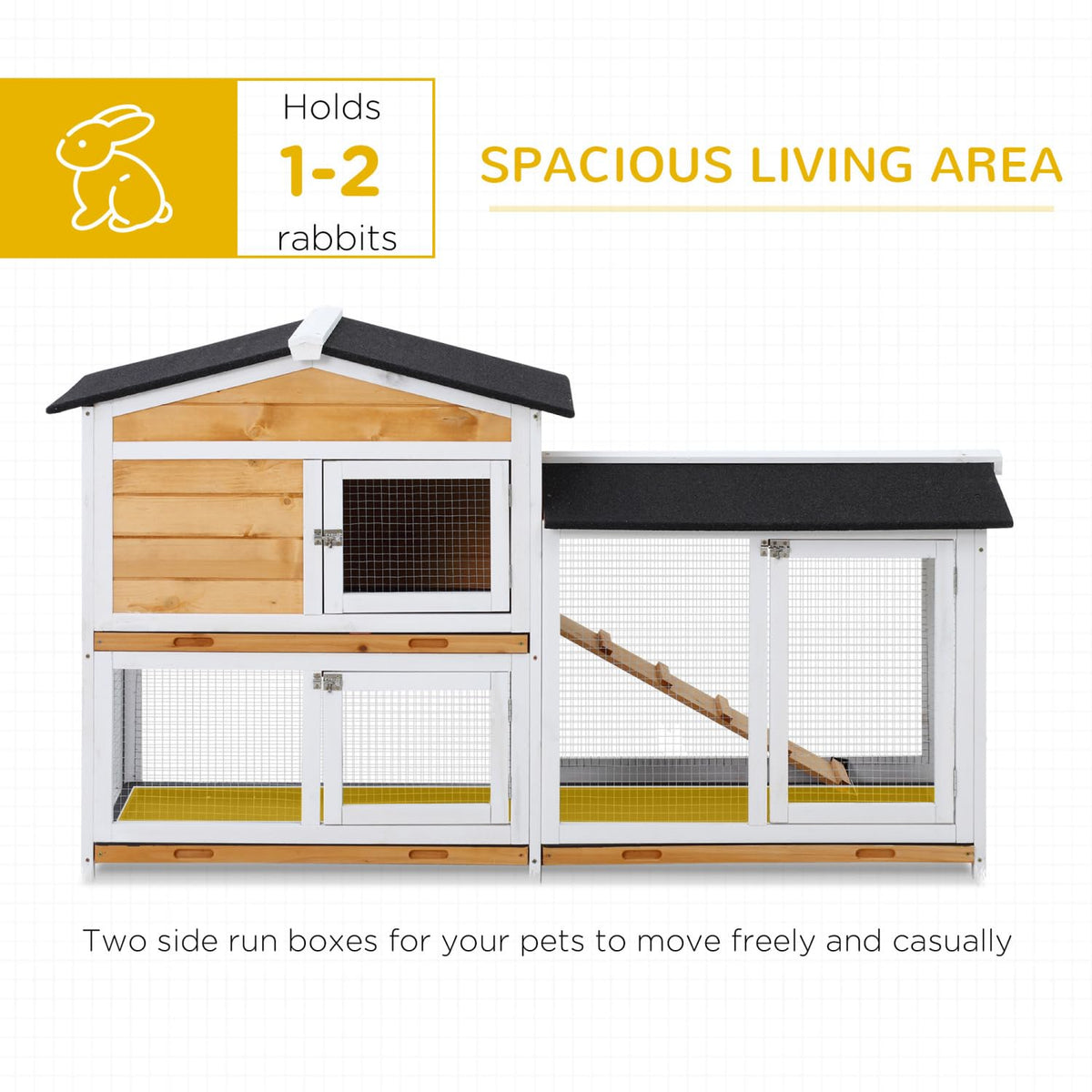 2-Story Wooden Rabbit Hutch with Ramp N860437